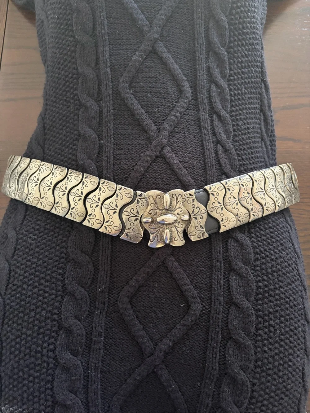 Vintage Bijoux Medici By J Blumenthal Leather and Silver Tone Rattlesnake Belt.